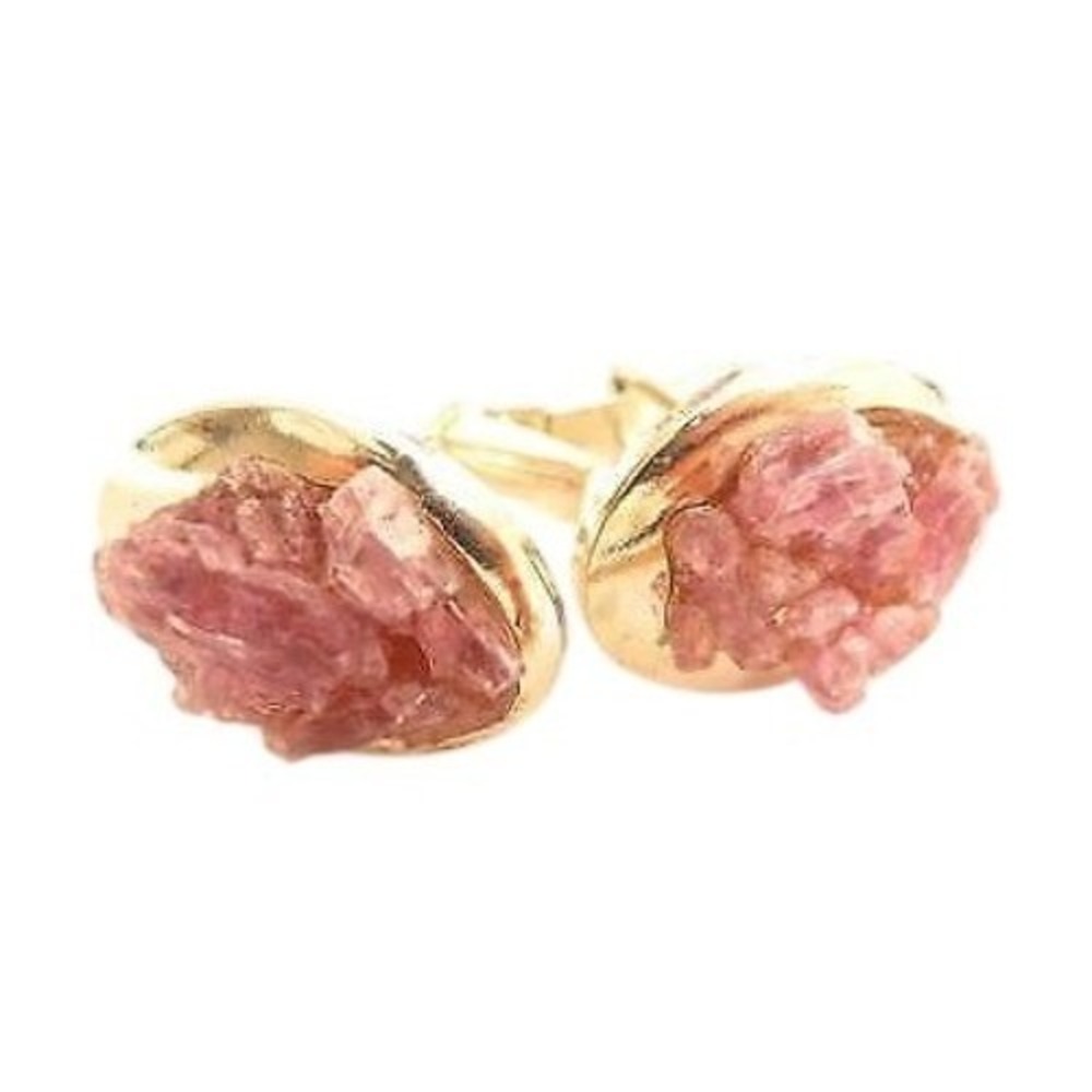 Vintage Men's Raw Amethyst Rock Crystal Gem Silver Plated‎ Cufflinks